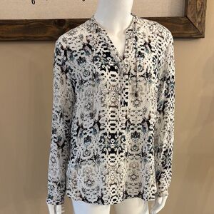 Tribal Women's Black and White Patterned Blouse size XL